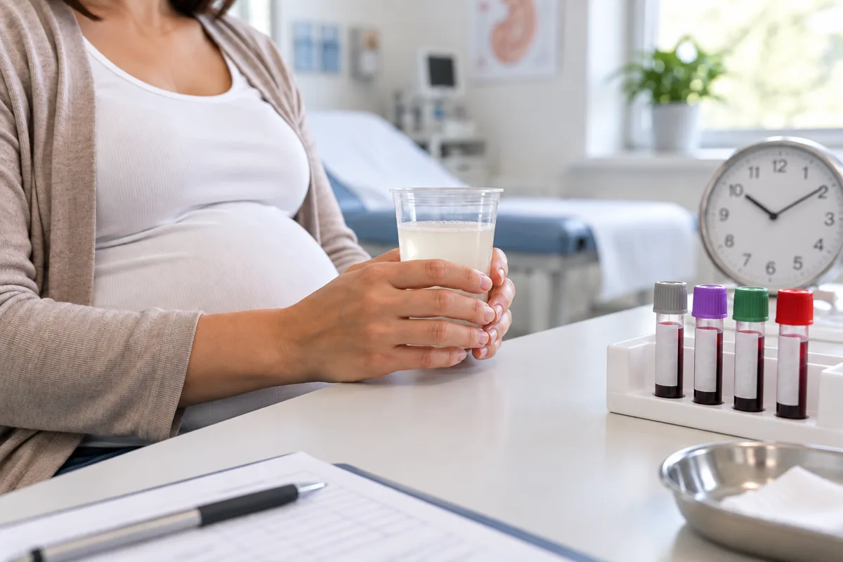 Oral glukoz tolerans testi sırasında glukoz içeceği ve kan örnekleri